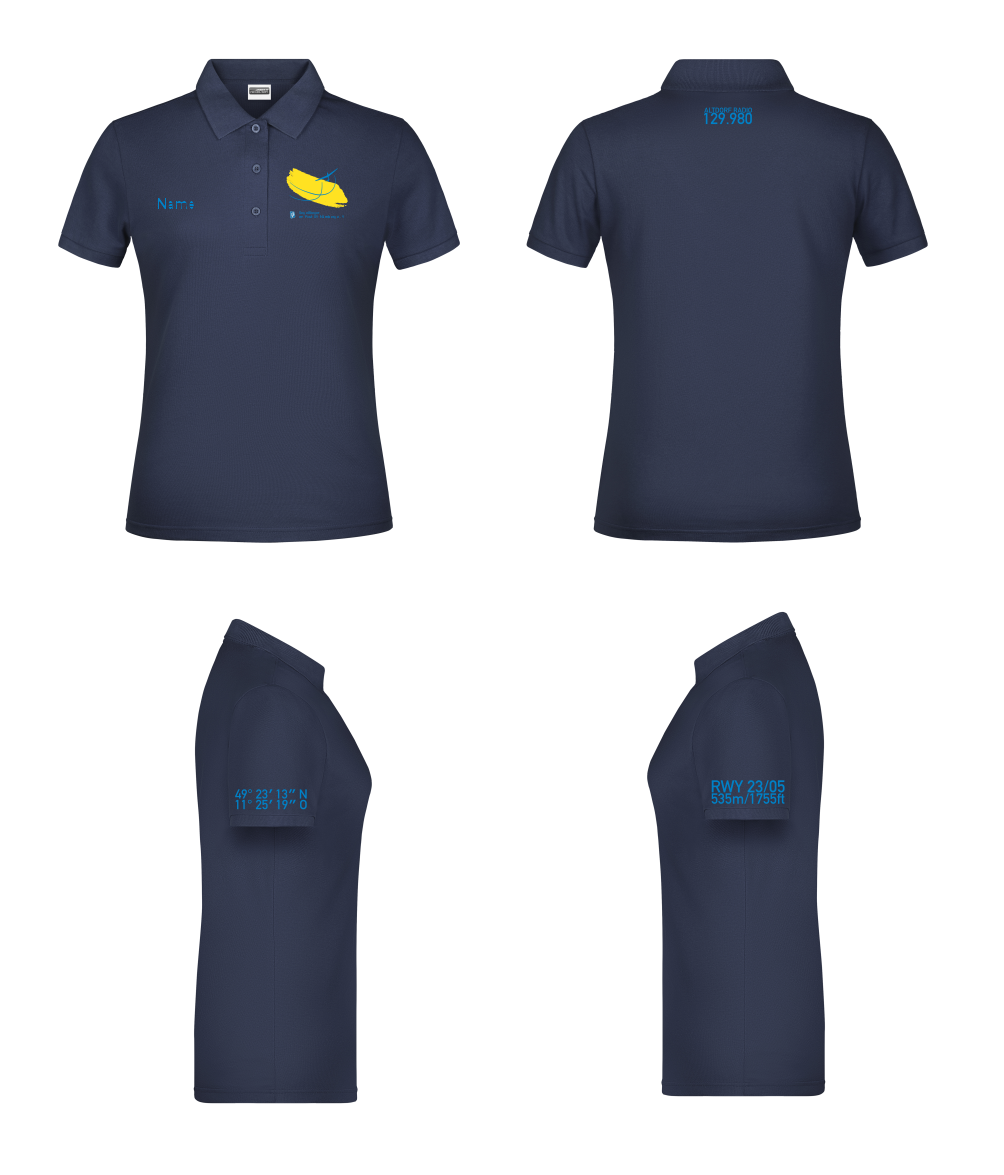 Damen Poloshirt (grau/navyblau) Segelflieger im Post-SV Nürnberg e.V.