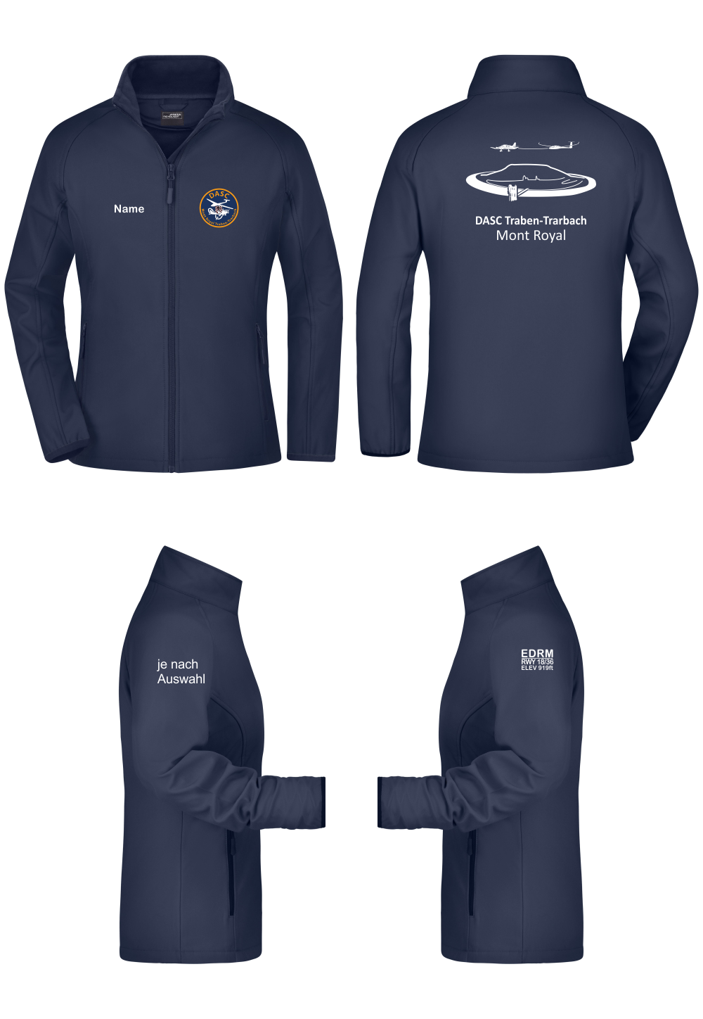 Damen Softshelljacke DASC Traben-Trarbach (einfarbiger Rückendruck)