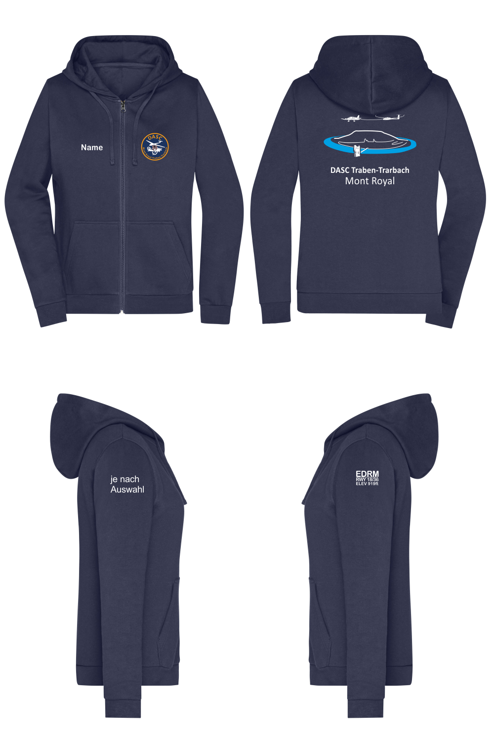 Damen ZIP-Hoodie DASC Traben-Trarbach (mehrfarbiger Rückendruck)