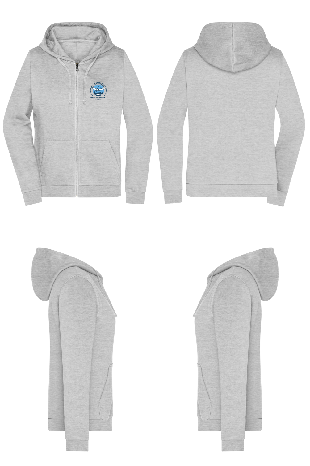 Damen ZIP-Hoodie Fliegerclub Anklam „Otto Lilienthal”