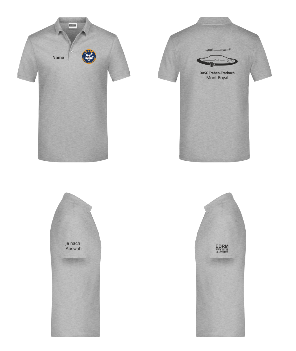 Herren/unisex Poloshirt DASC Traben-Trarbach (einfarbiger Rückendruck)