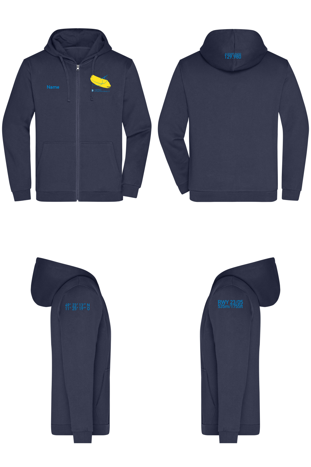 Herren ZIP-Hoodie Segelflieger im Post-SV Nürnberg e.V.