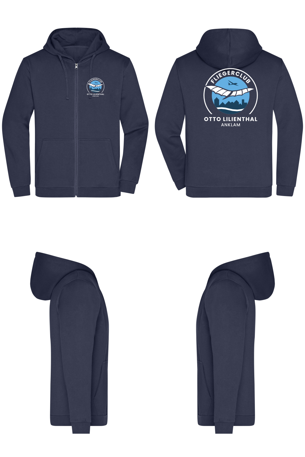 unisex ZIP-Hoodie Fliegerclub Anklam „Otto Lilienthal”