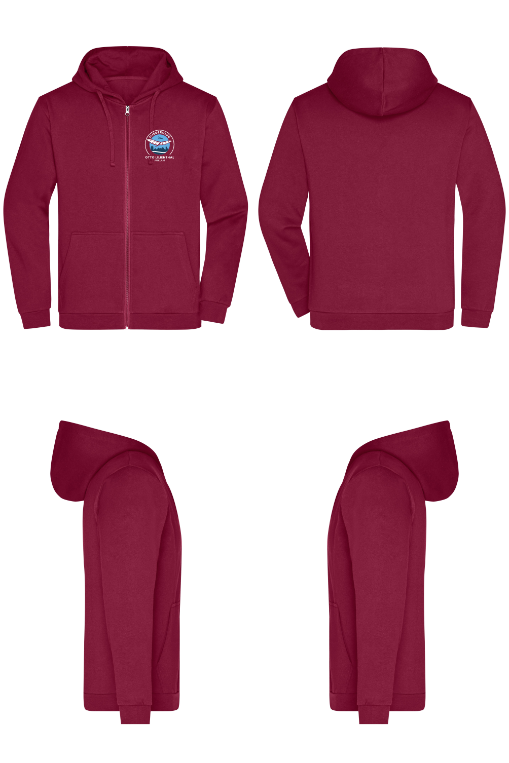 unisex ZIP-Hoodie Fliegerclub Anklam „Otto Lilienthal”