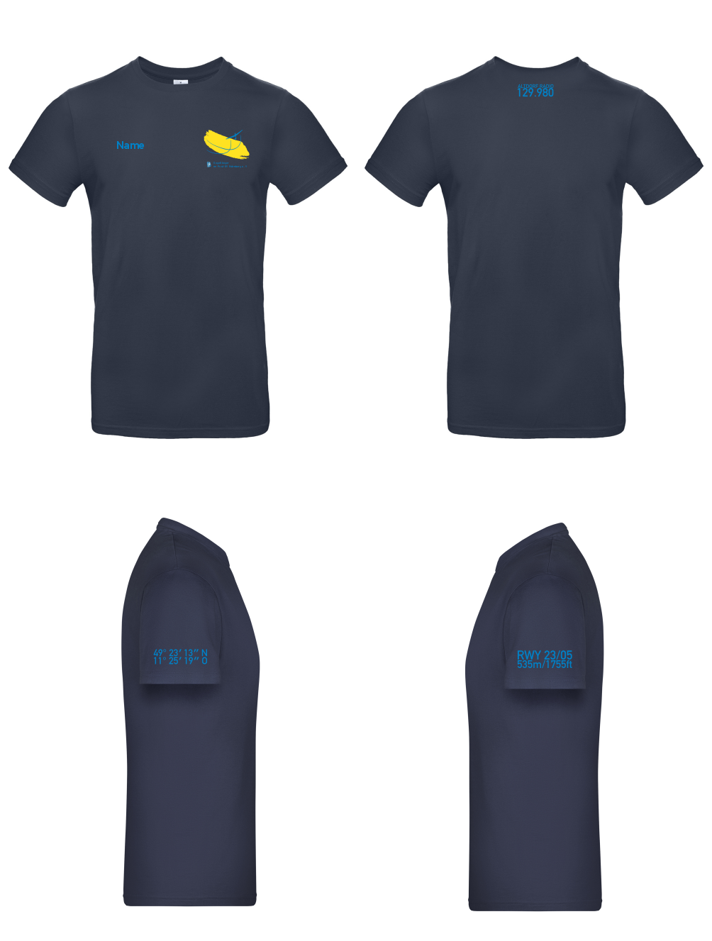 Herren/unisex (grau/navyblau) T-Shirt Segelflieger im Post-SV Nürnberg e.V.