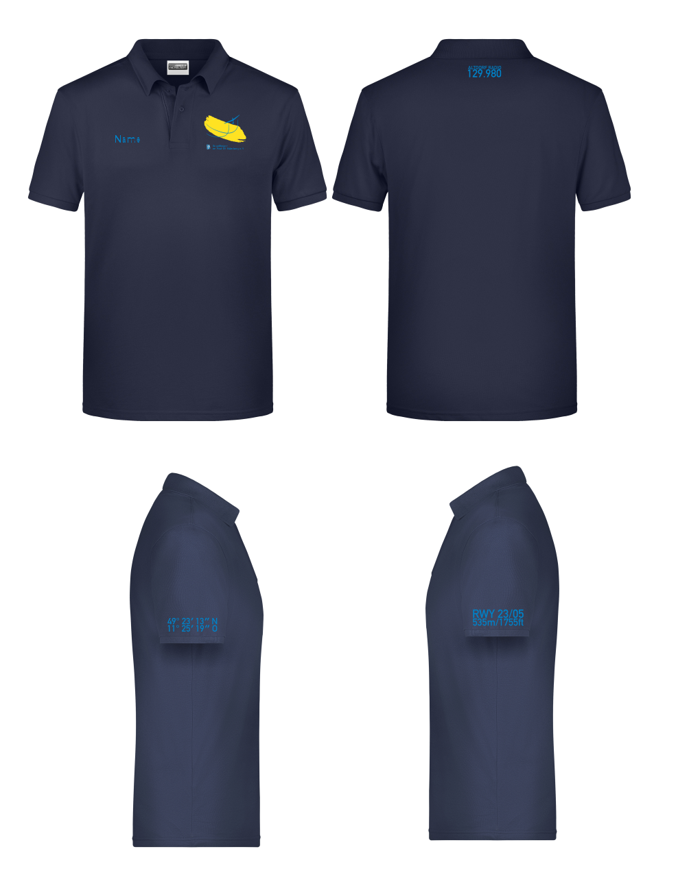 Herren/unisex Poloshirt [grau/navy) Segelflieger im Post-SV Nürnberg e.V.