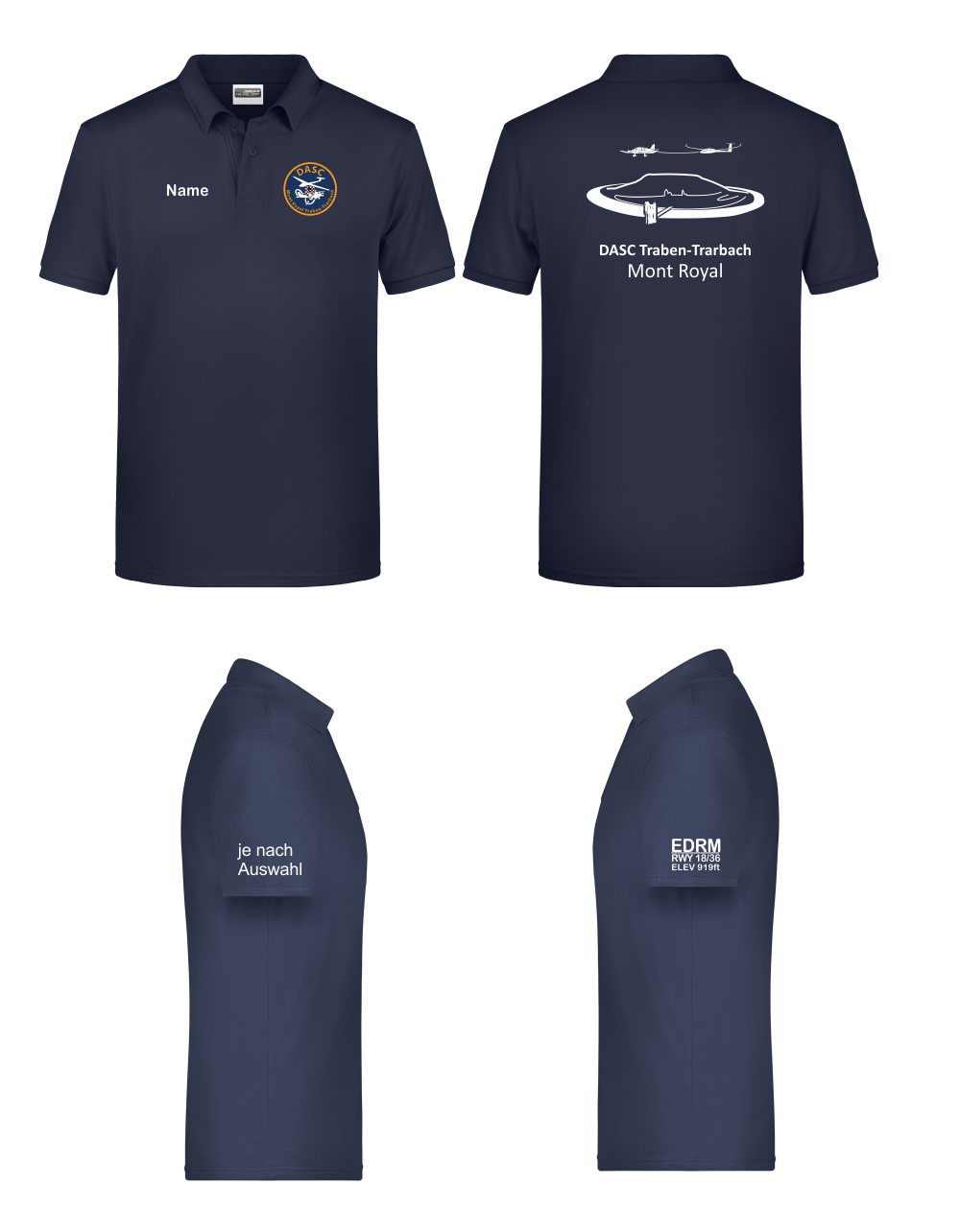Herren/unisex Poloshirt DASC Traben-Trarbach (einfarbiger Rückendruck)