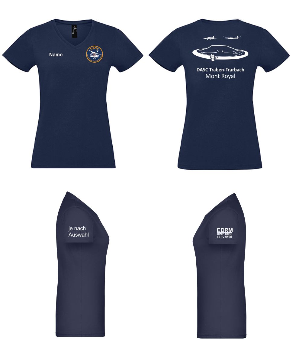 Damen T-Shirt V-Auschnitt DASC Traben-Trarbach (einfarbiger Rückendruck)