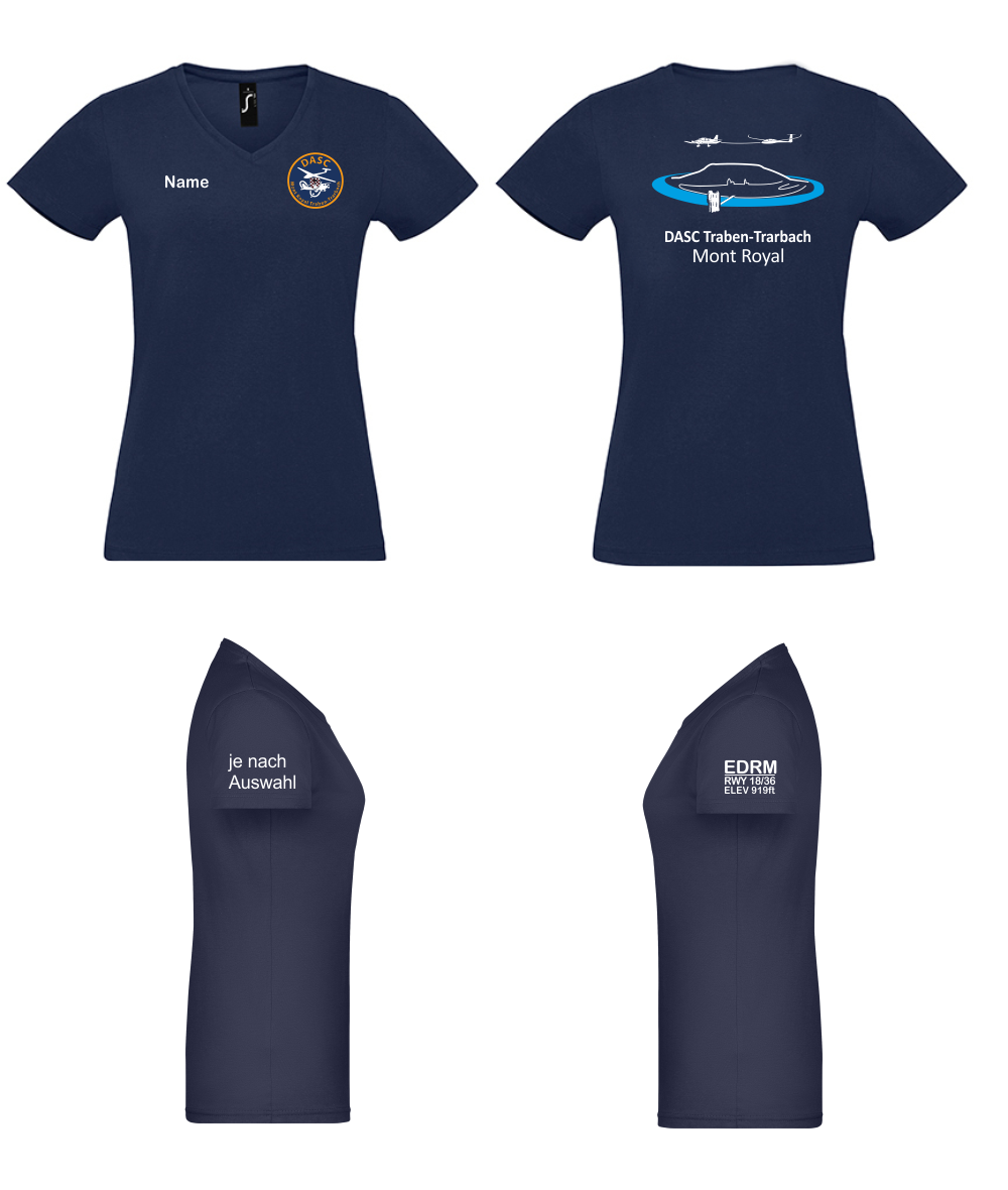 Damen T-Shirt V-Auschnitt DASC Traben-Trarbach (mehrfarbiger Rückendruck)