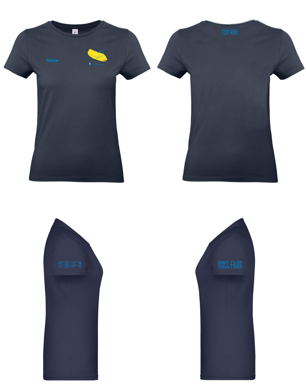 Damen T-Shirt (grau/navyblau) Segelflieger im Post-SV Nürnberg e.V.