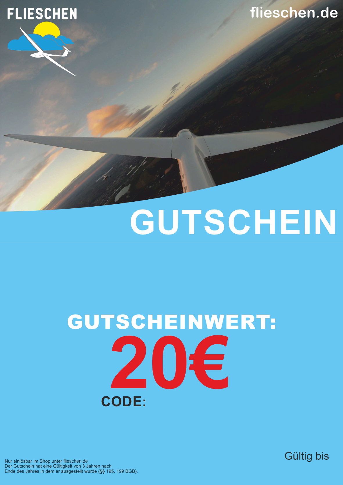 Geschenkgutschein flieschen.de (Versand per Mail)