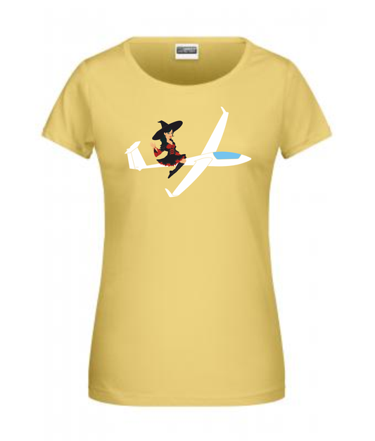 T-Shirt gelb L "Hexe Segelflieger"
