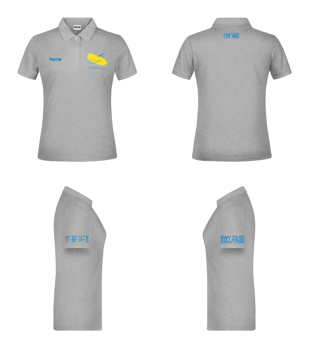 Damen Poloshirt (grau/navyblau) Segelflieger im Post-SV Nürnberg e.V.