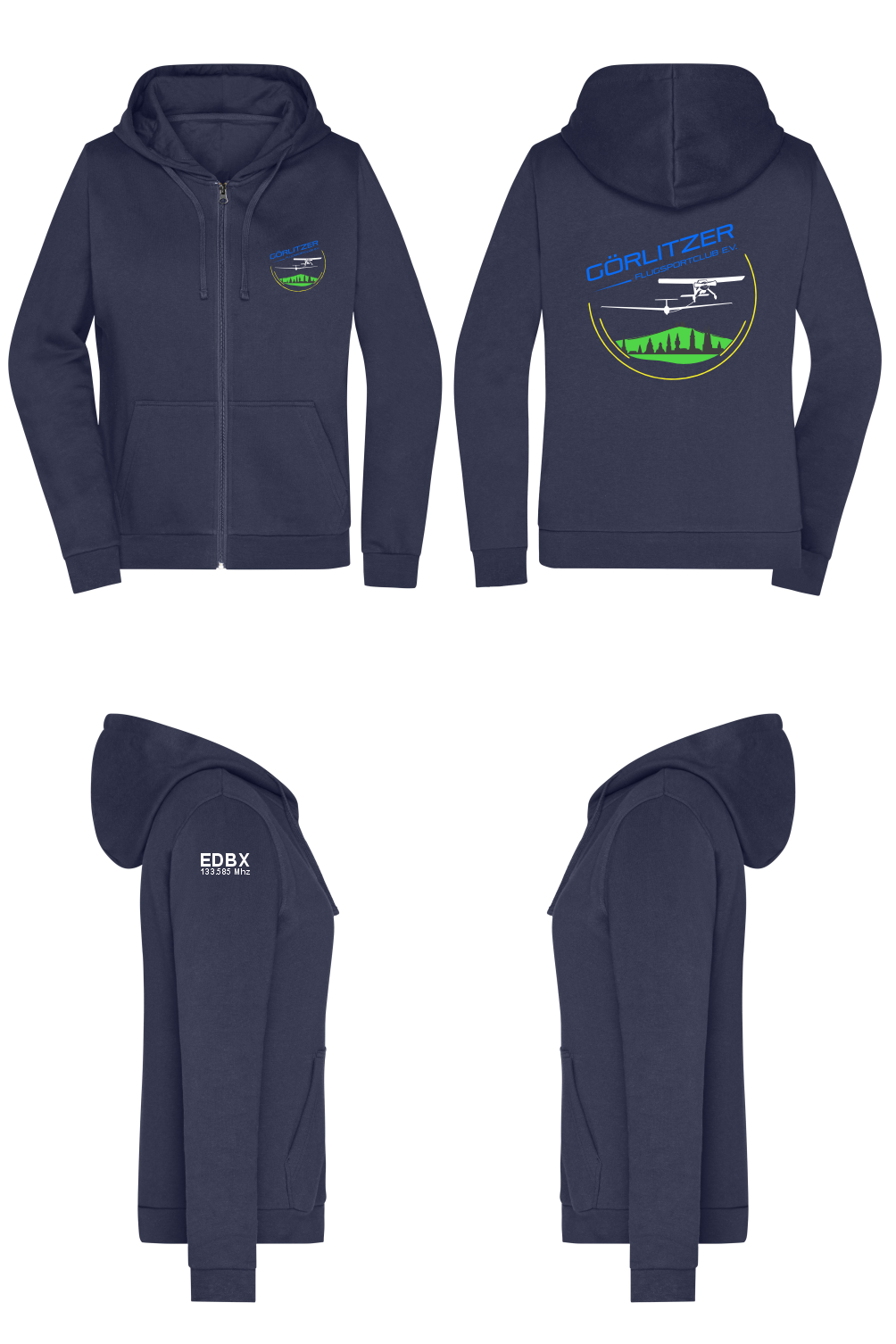 Damen ZIP-Hoodie Görlitzer Flugsportclub