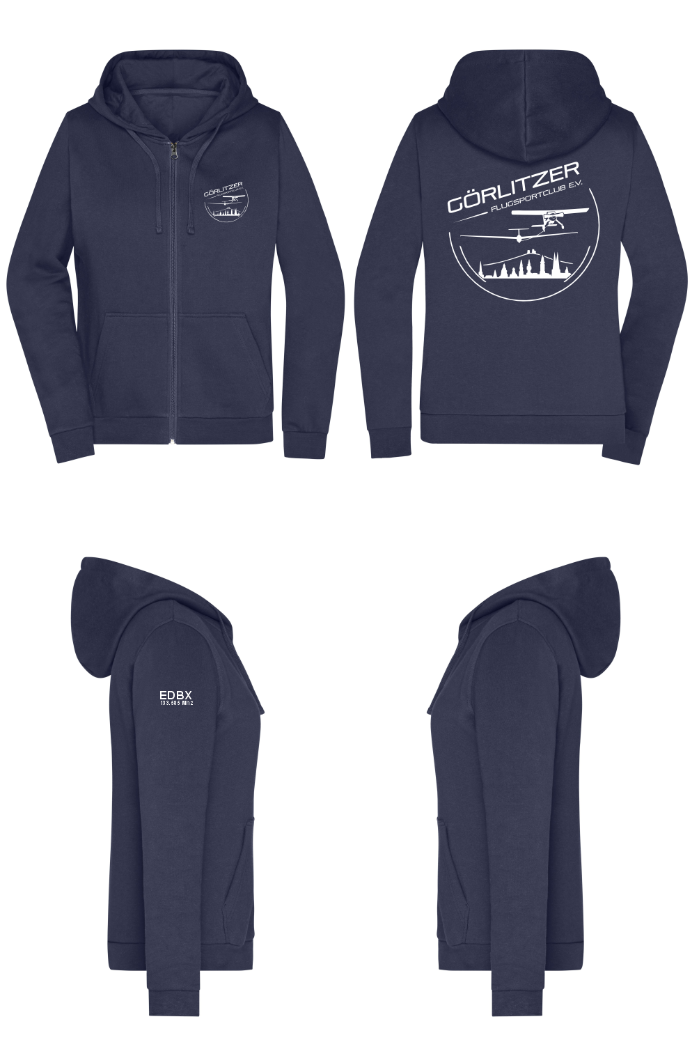 Damen ZIP-Hoodie Görlitzer Flugsportclub