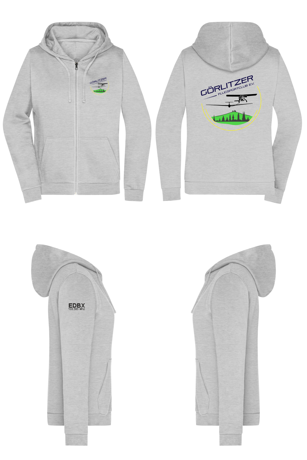Damen ZIP-Hoodie Görlitzer Flugsportclub