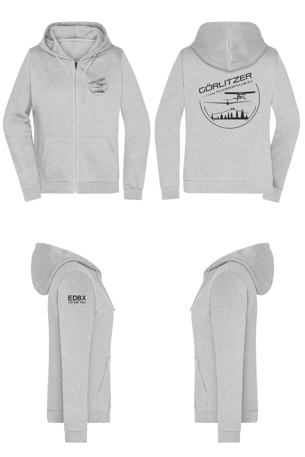 Damen ZIP-Hoodie Görlitzer Flugsportclub