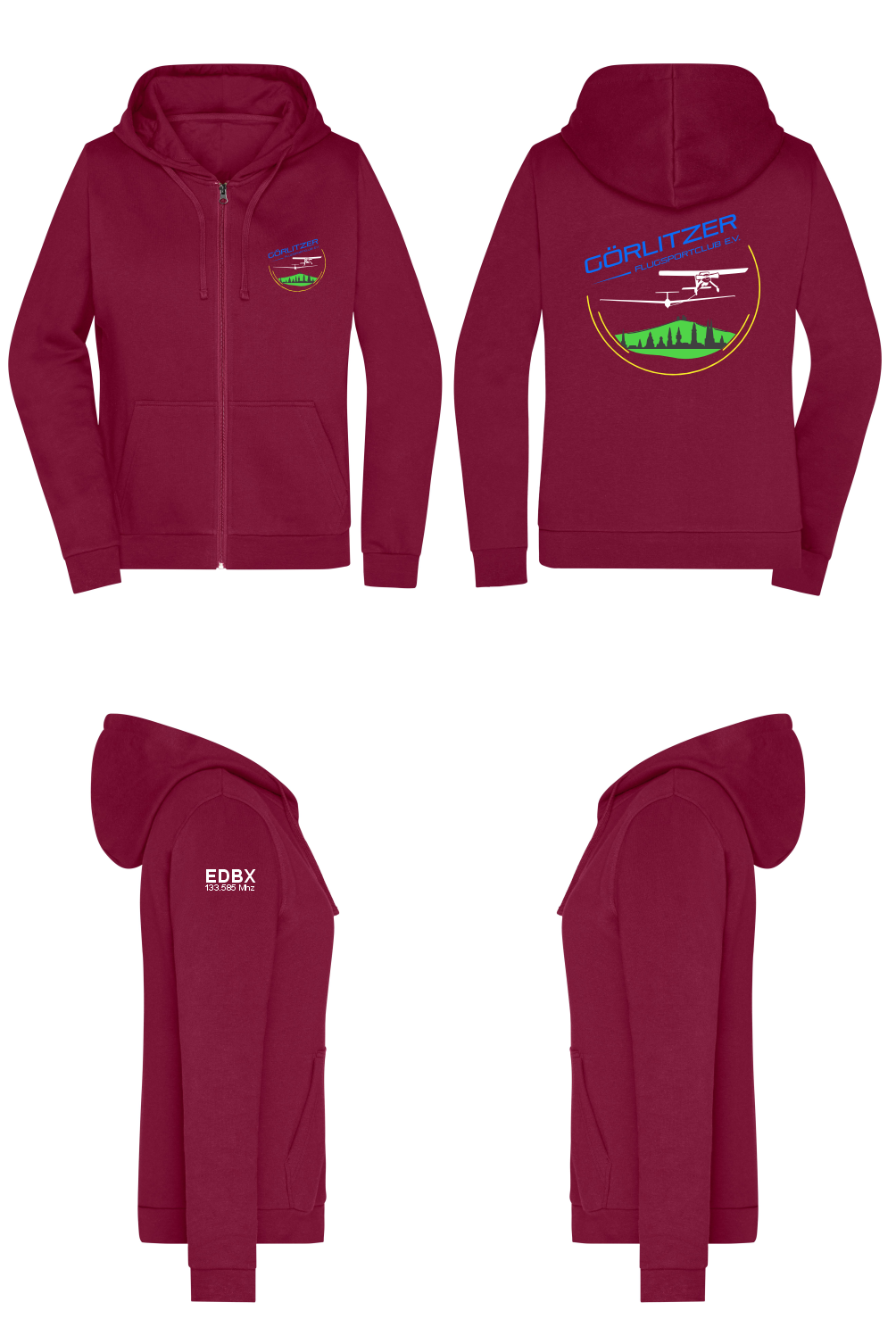 Damen ZIP-Hoodie Görlitzer Flugsportclub