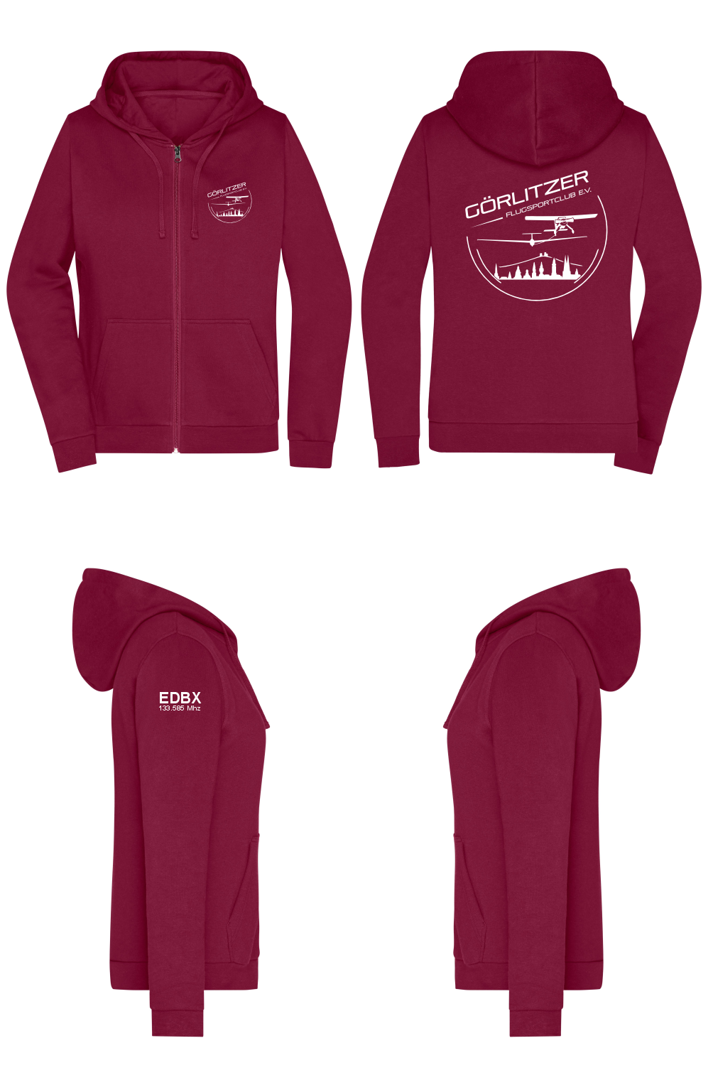 Damen ZIP-Hoodie Görlitzer Flugsportclub