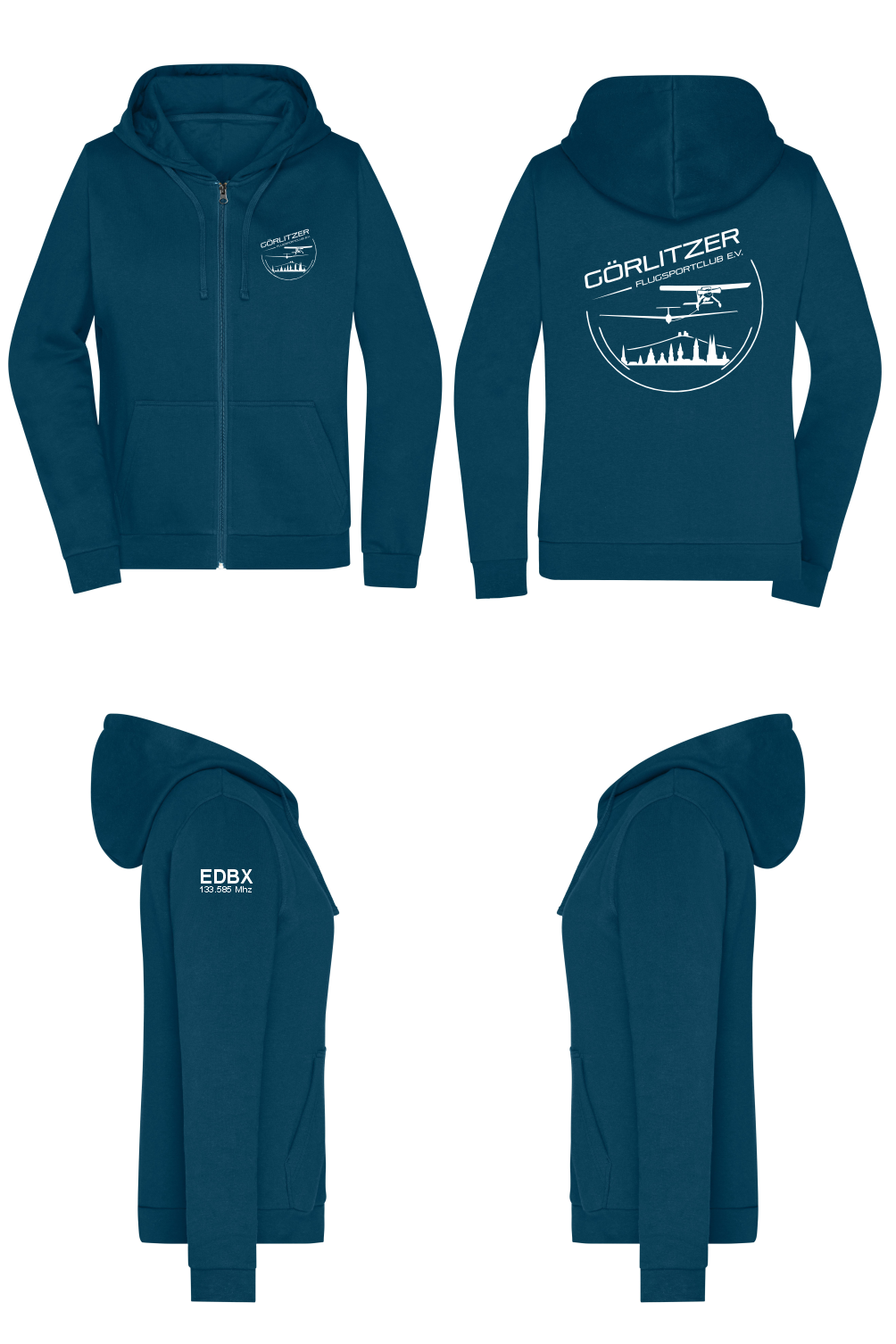 Damen ZIP-Hoodie Görlitzer Flugsportclub