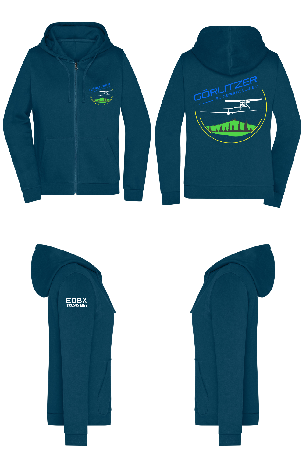 Damen ZIP-Hoodie Görlitzer Flugsportclub