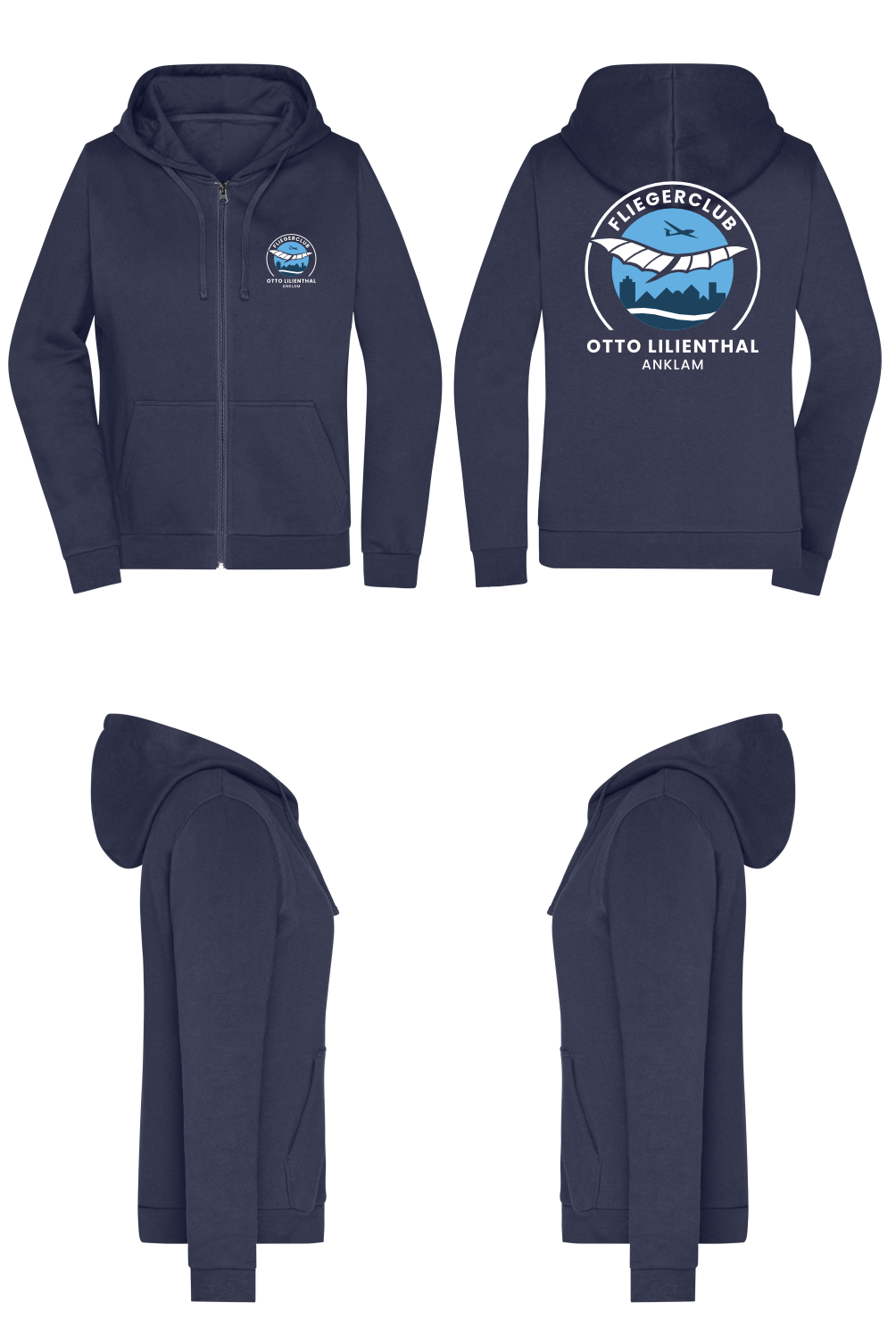 Damen ZIP-Hoodie Fliegerclub Anklam „Otto Lilienthal”