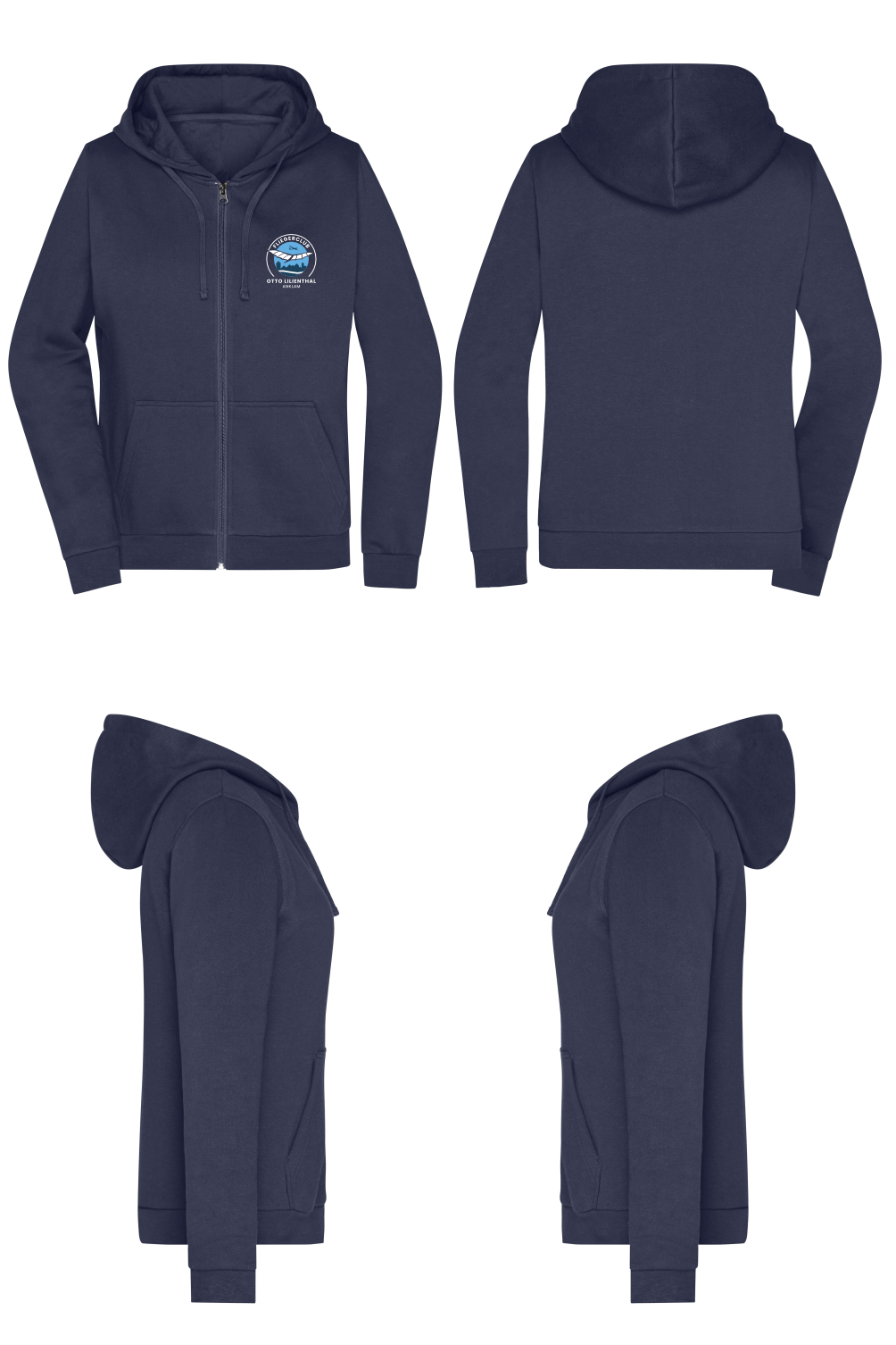 Damen ZIP-Hoodie Fliegerclub Anklam „Otto Lilienthal”