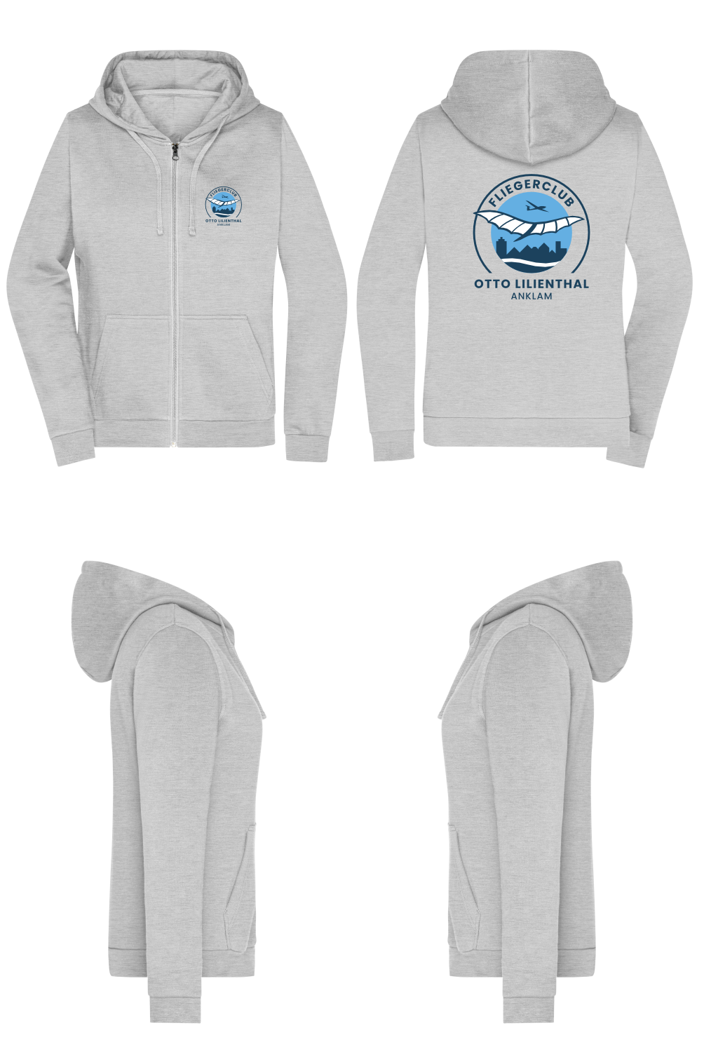 Damen ZIP-Hoodie Fliegerclub Anklam „Otto Lilienthal”