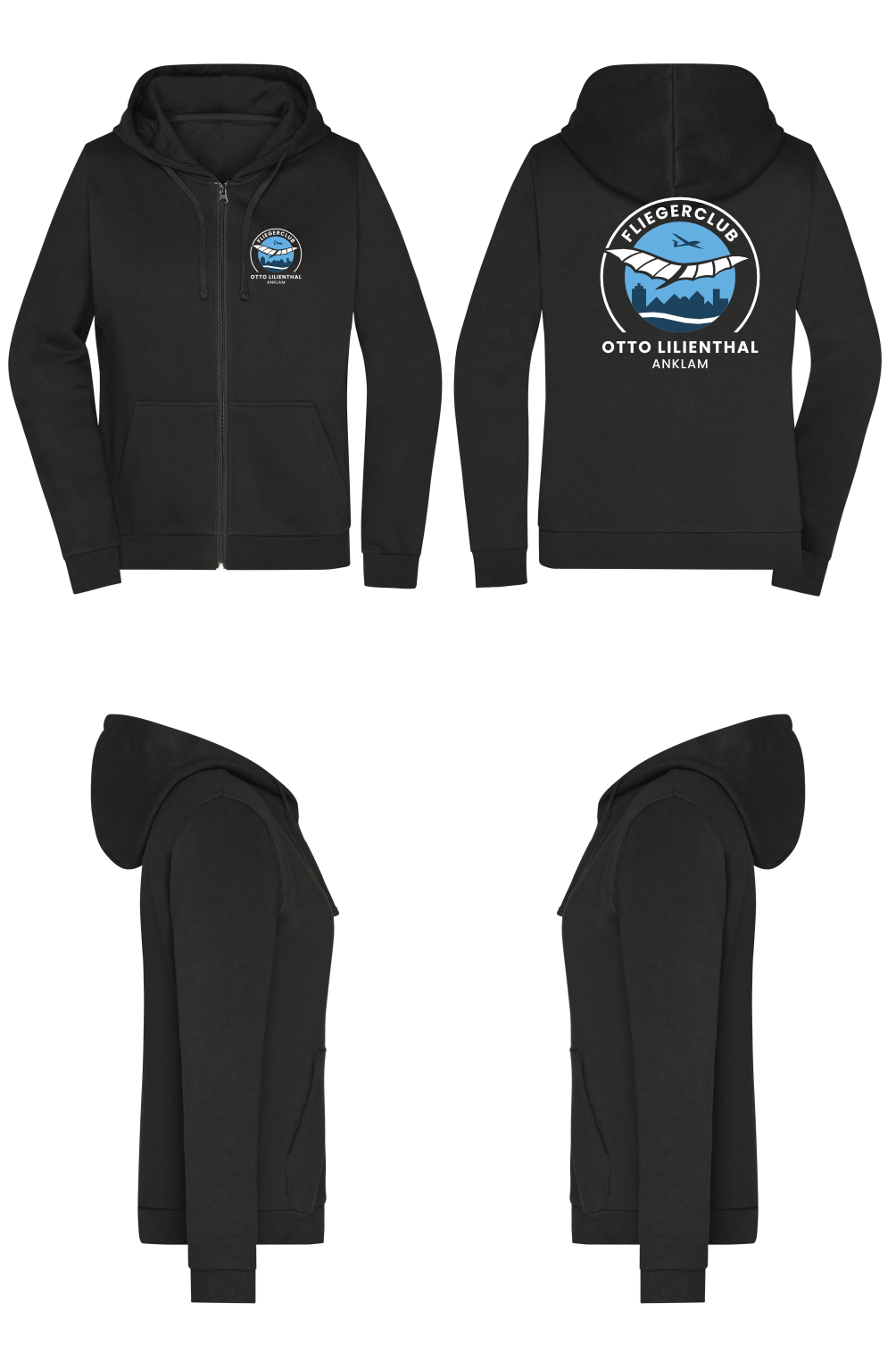 Damen ZIP-Hoodie Fliegerclub Anklam „Otto Lilienthal”