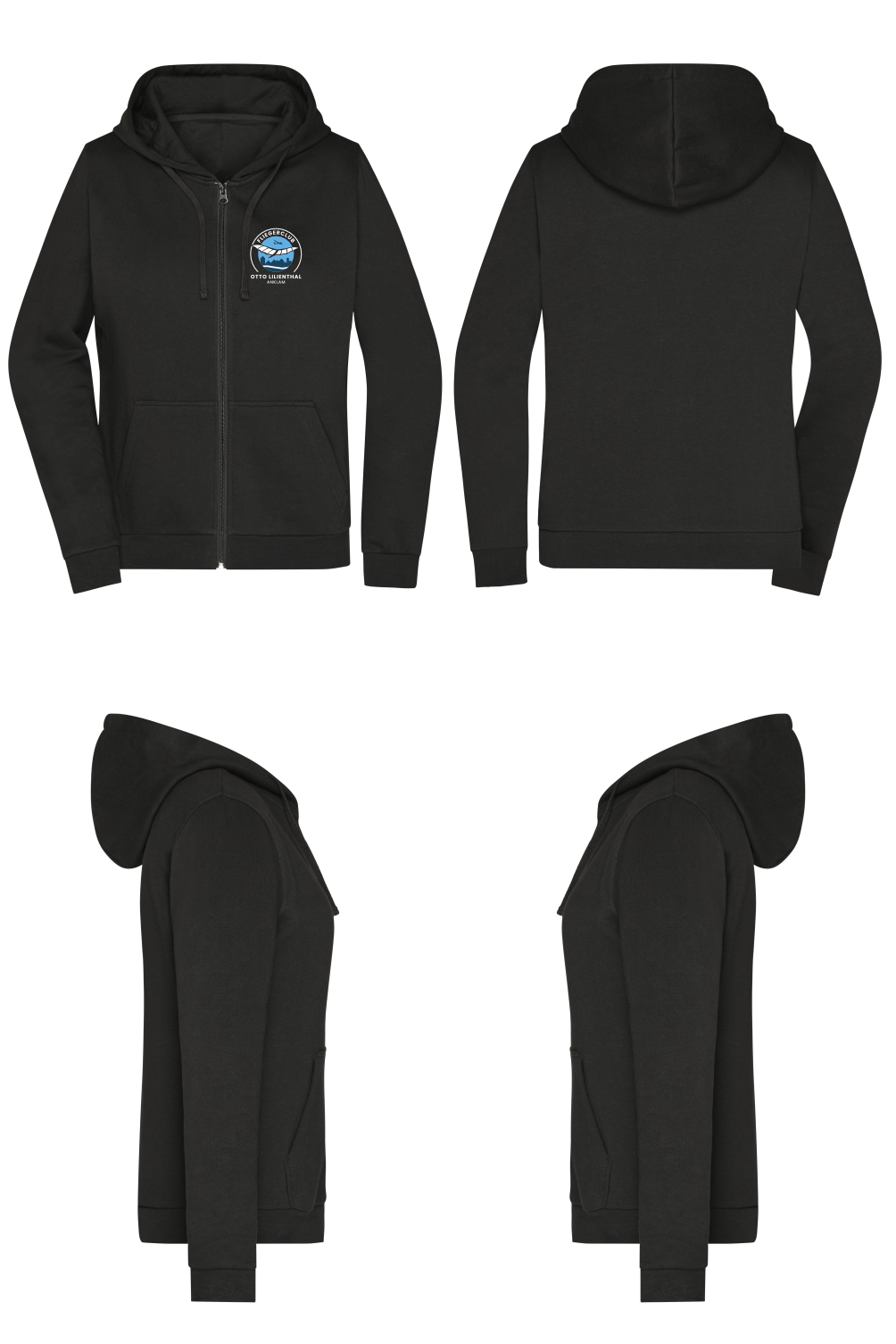 Damen ZIP-Hoodie Fliegerclub Anklam „Otto Lilienthal”