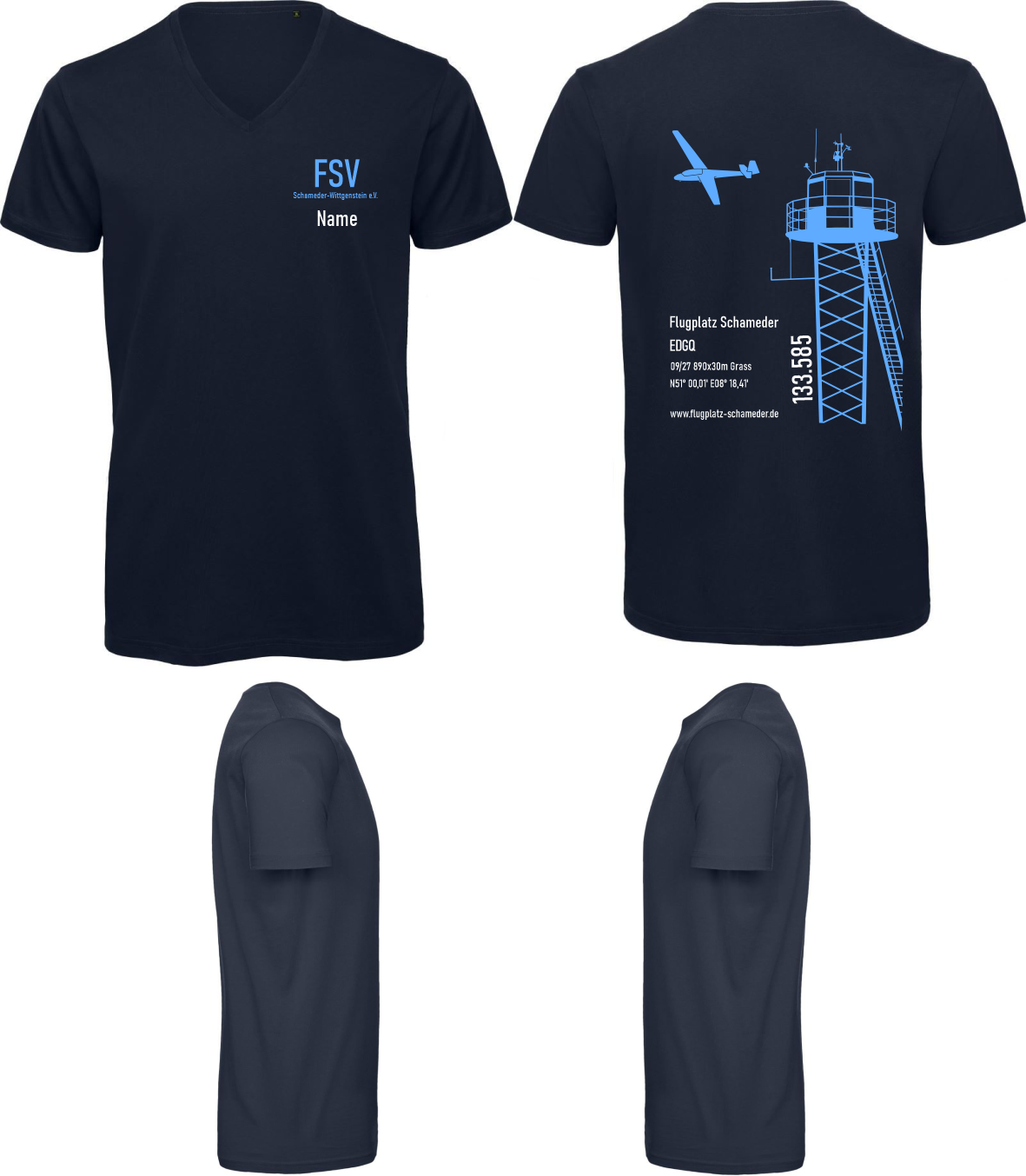 V-Ausschnitt unisex T-Shirt FSV Schameder-Wittgenstein e.V.